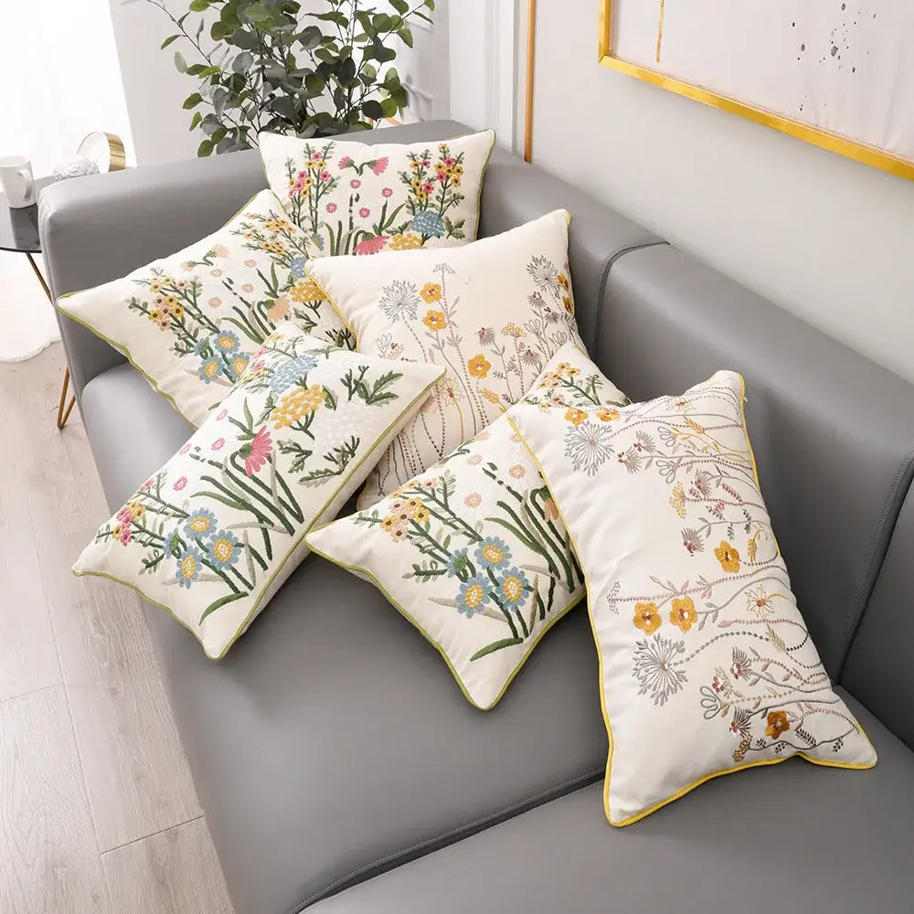 Cream Embroidered Cushion Cover