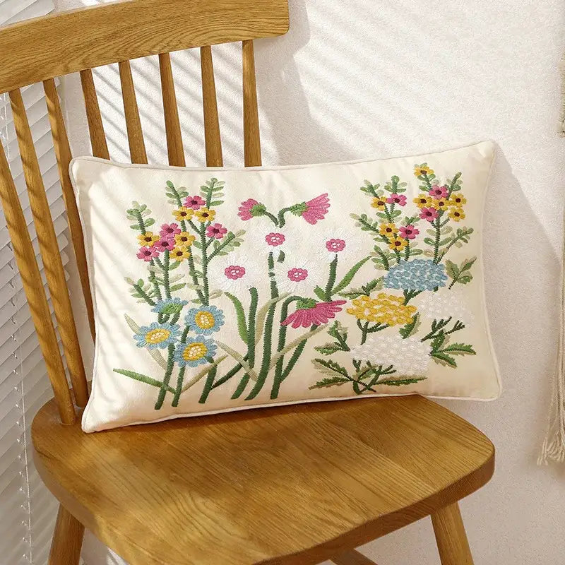 Cream Embroidered Cushion Cover