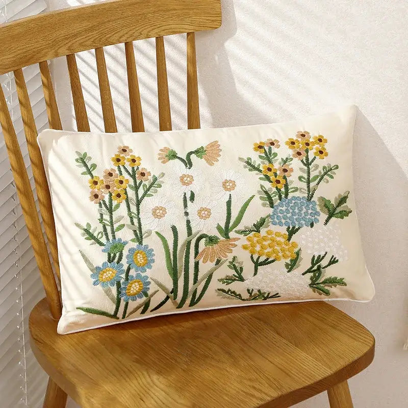 Cream Embroidered Cushion Cover