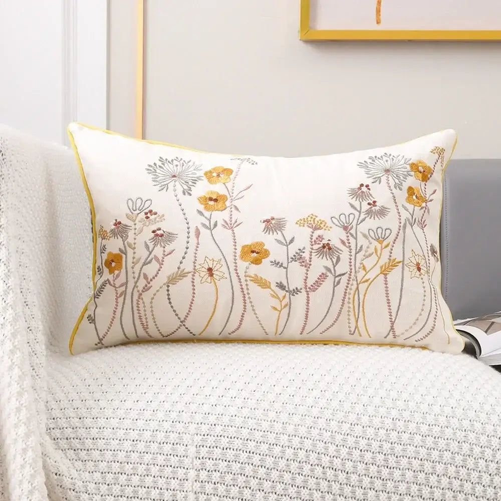 Cream Embroidered Cushion Cover