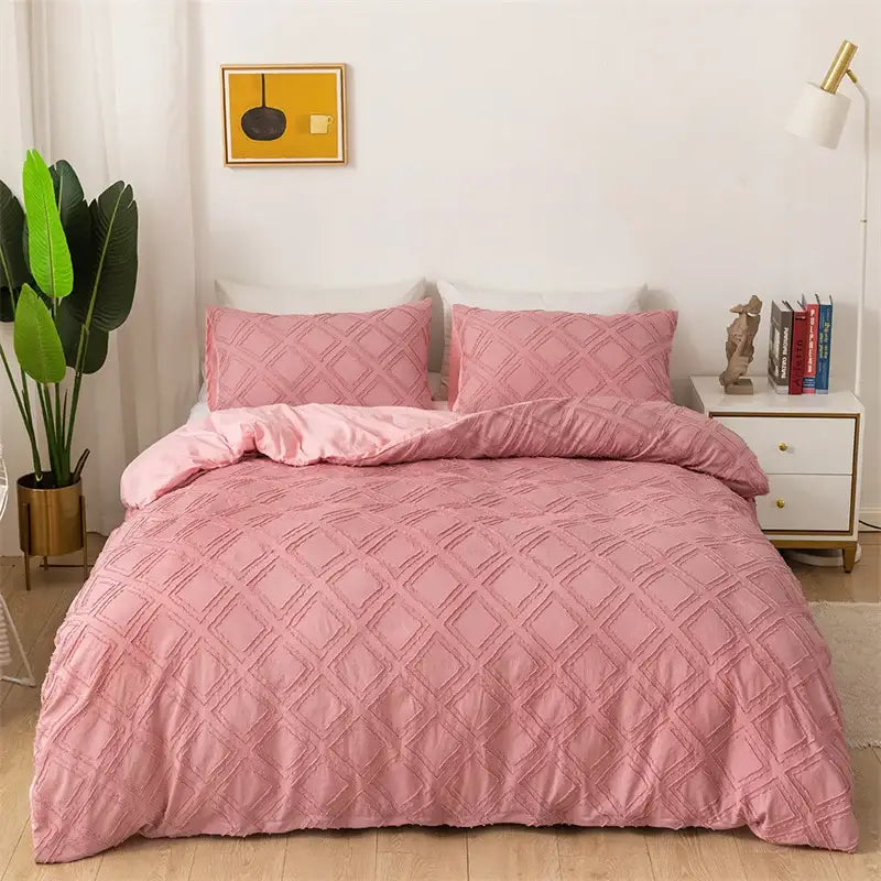 Pink Geometric Quilted Bedding