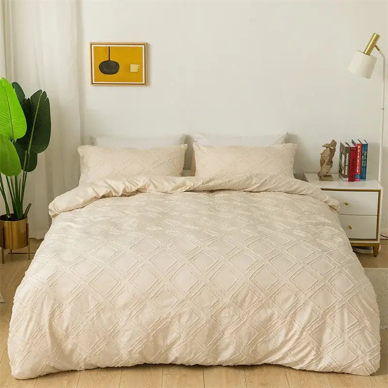 Pink Geometric Quilted Bedding