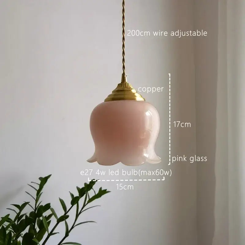 Pink Glass Copper Pendant
