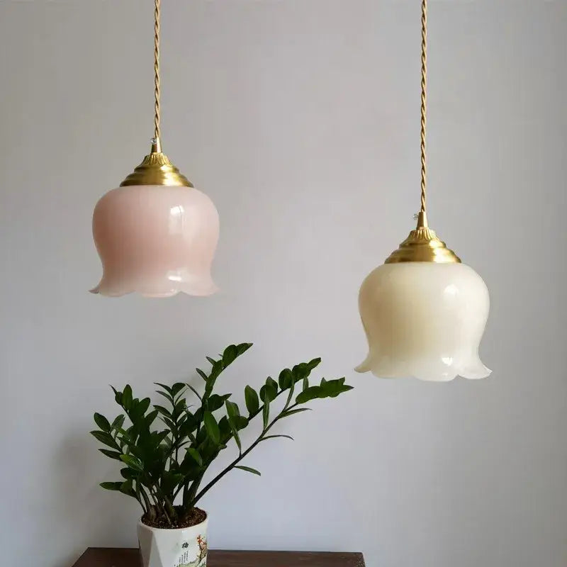 Pink Glass Copper Pendant