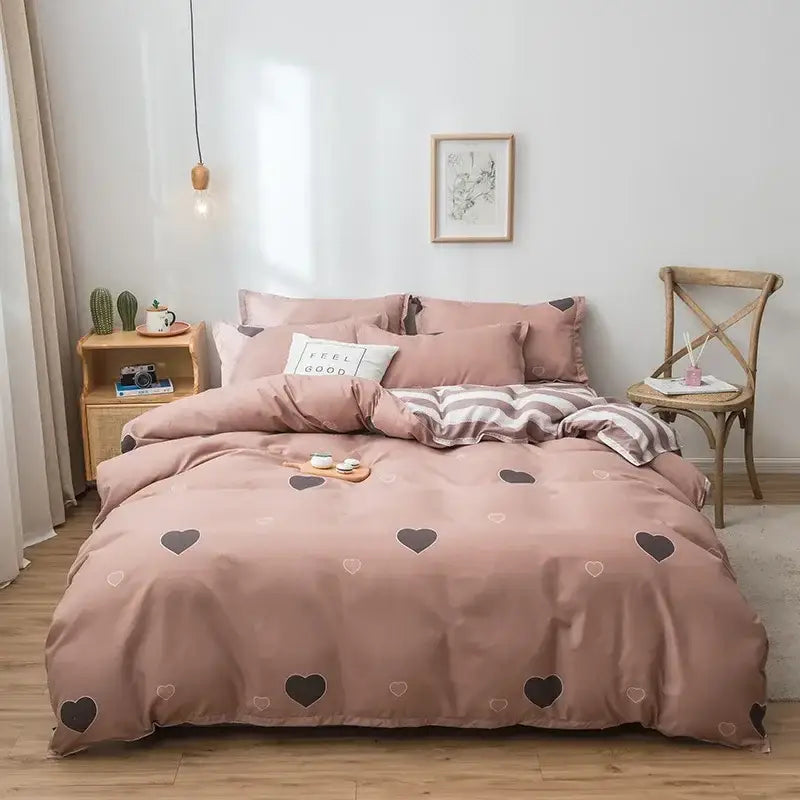 Pink Heart Satin Bedding