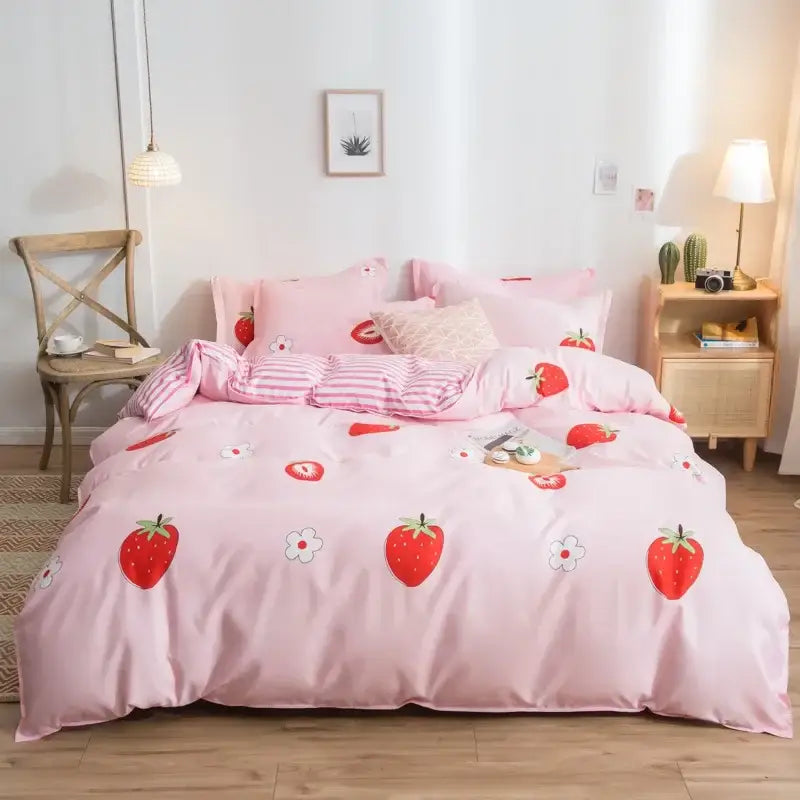 Pink Heart Satin Bedding