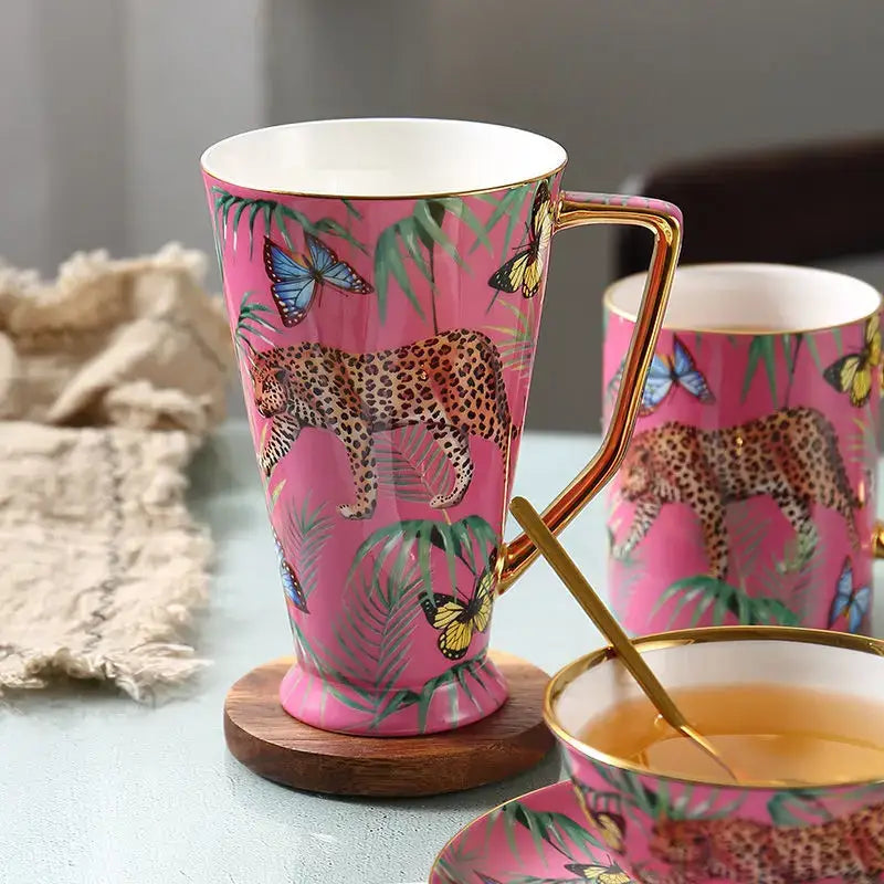 Pink Bone China Teacup Set