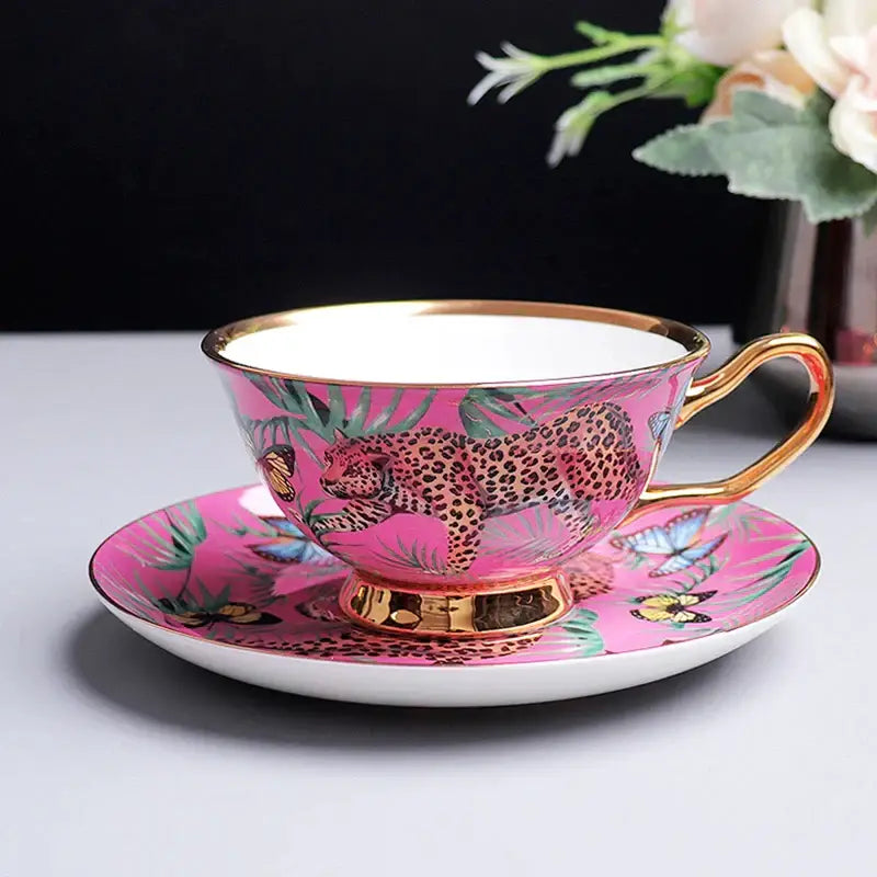 Pink Bone China Teacup Set
