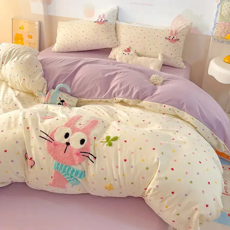 Pink Cartoon Cotton Bedding