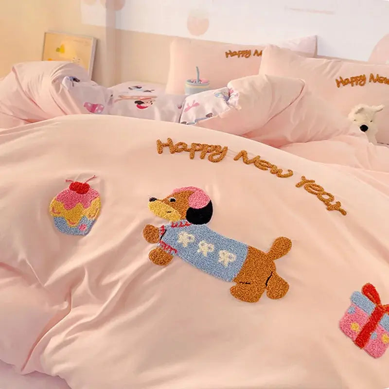 Pink Cartoon Cotton Bedding