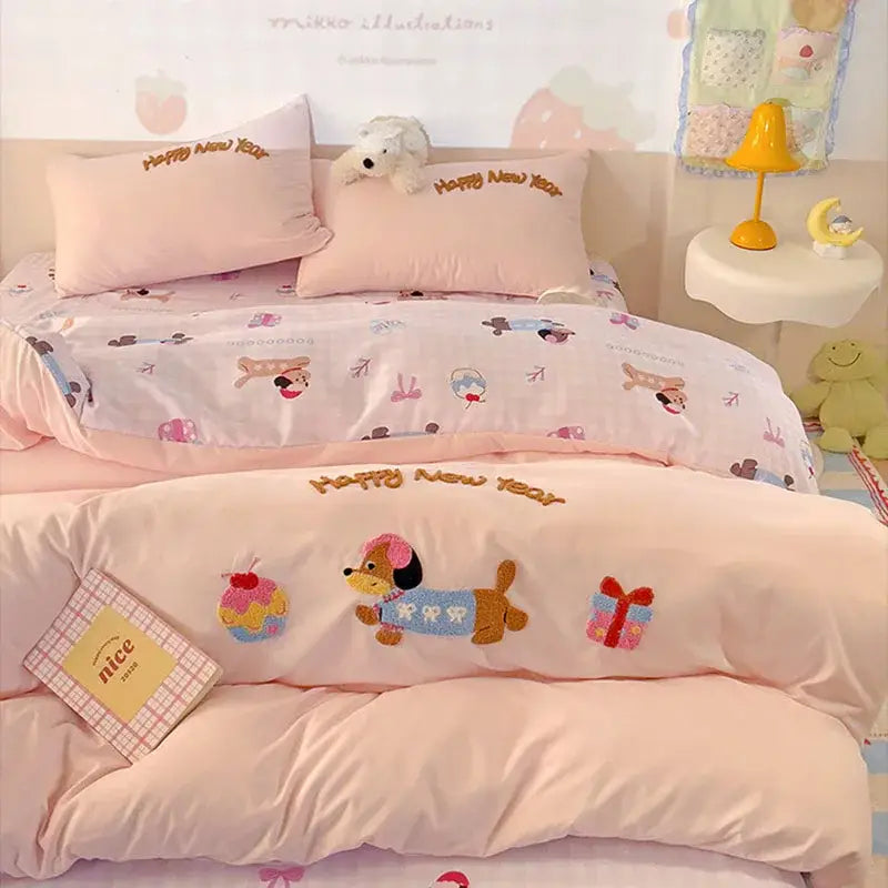 Pink Cartoon Cotton Bedding