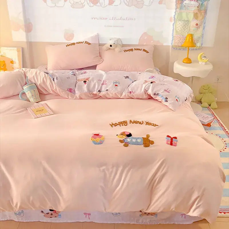 Pink Cartoon Cotton Bedding