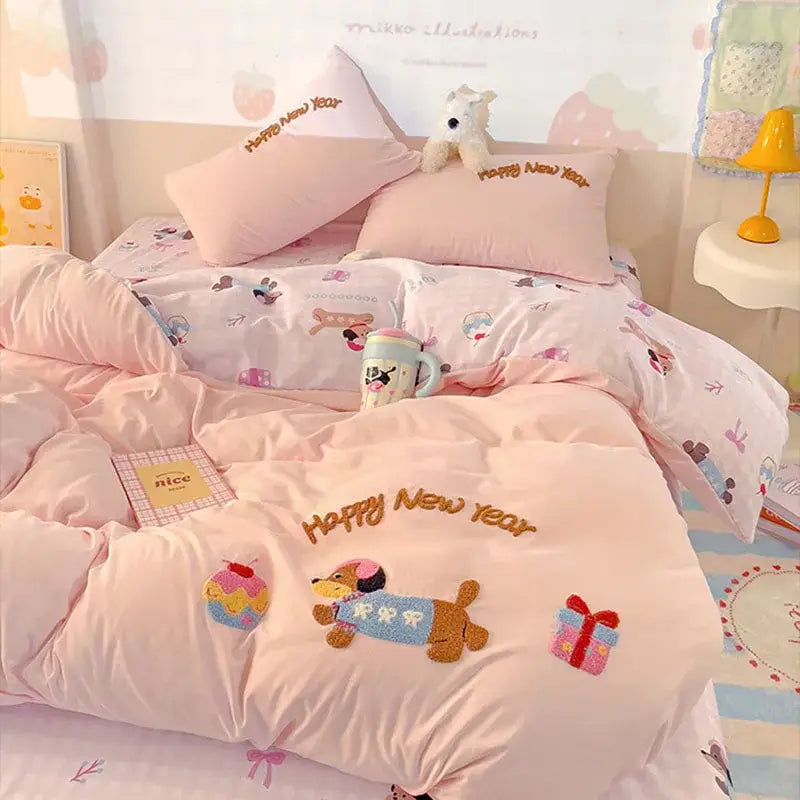 Pink Cartoon Cotton Bedding