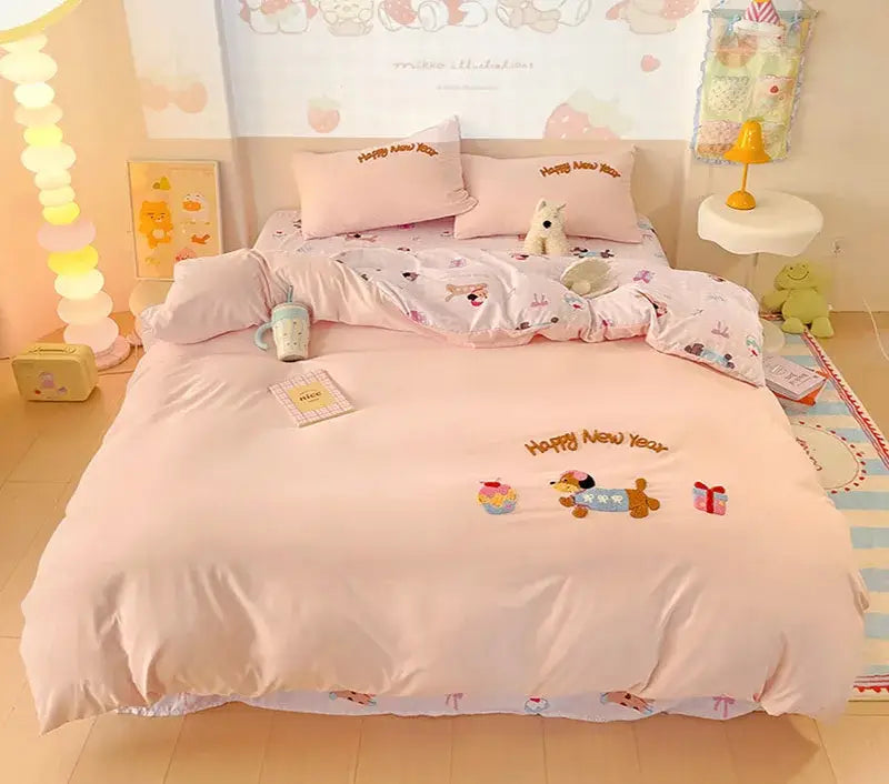 Pink Cartoon Cotton Bedding