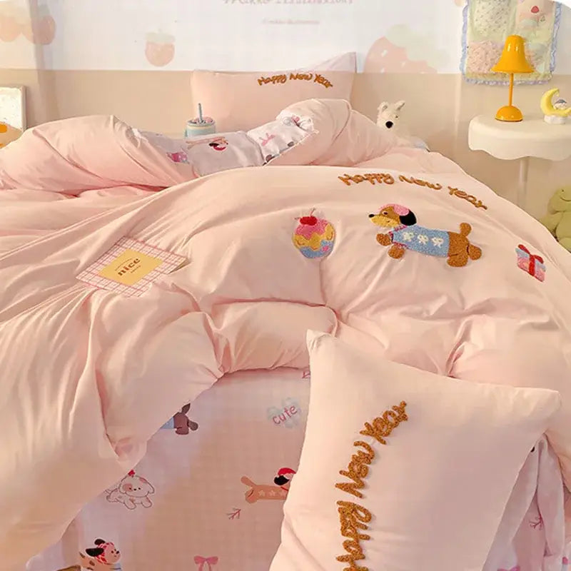 Pink Cartoon Cotton Bedding