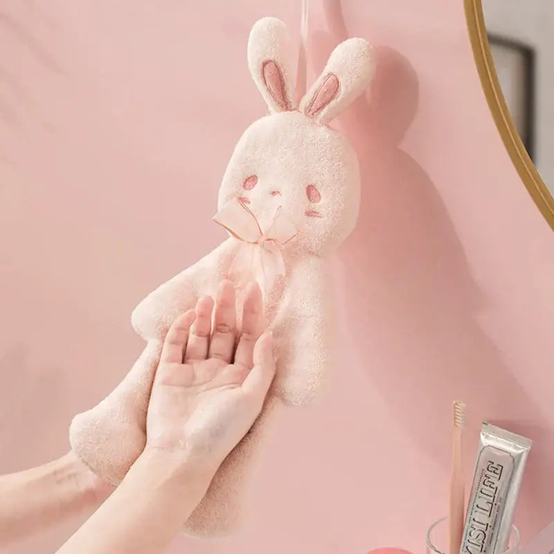 Pink Plush Rabbit Towel