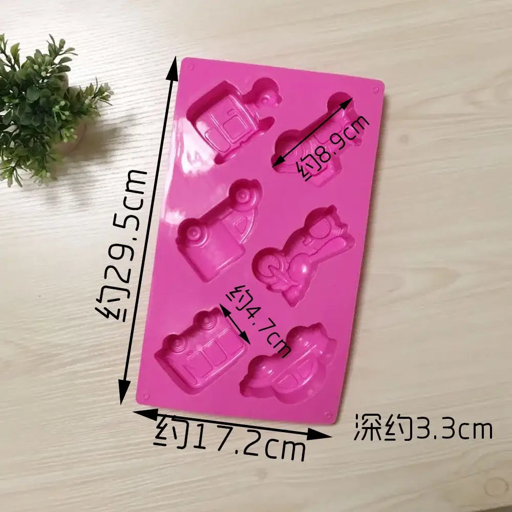 Pink Silicone Cake Mold with Airplane Car Shapes