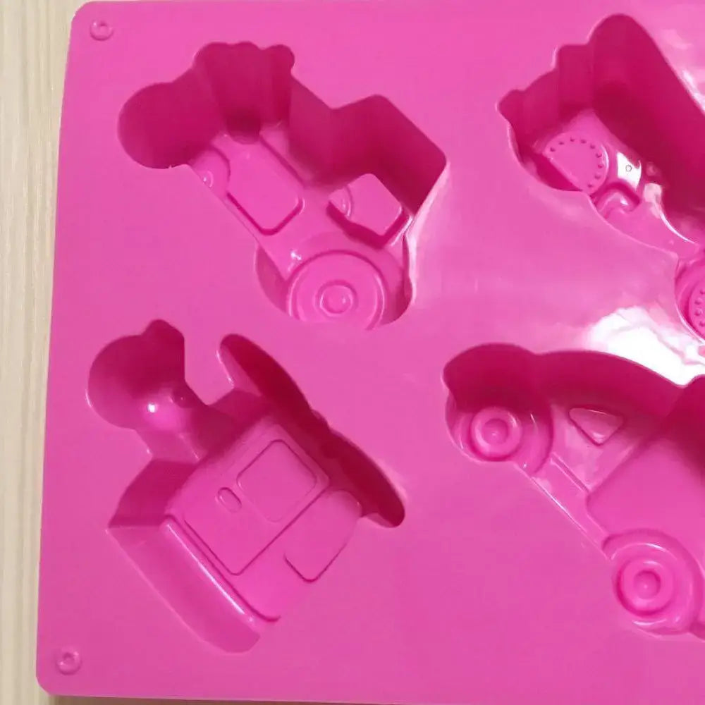 Pink Silicone Cake Mold with Airplane Car Shapes