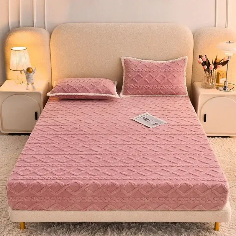 Pink Fleece Queen Bed Sheet
