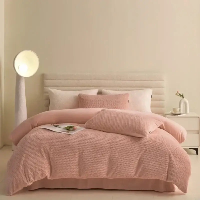 Pink Winter Fleece Bedding Set