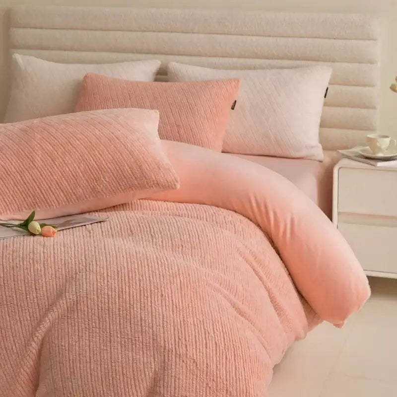 Pink Winter Fleece Bedding Set