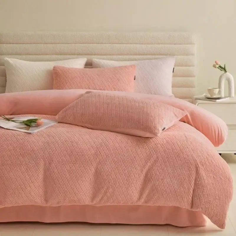 Pink Winter Fleece Bedding Set