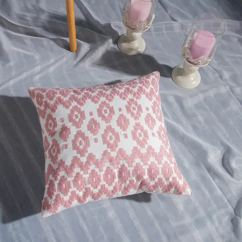 Cotton Embroidered Geometry Pillow