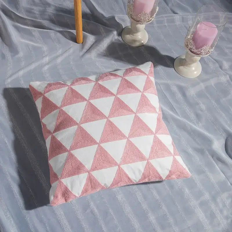 Cotton Embroidered Geometry Pillow