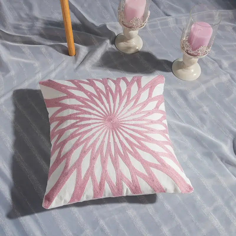 Cotton Embroidered Geometry Pillow