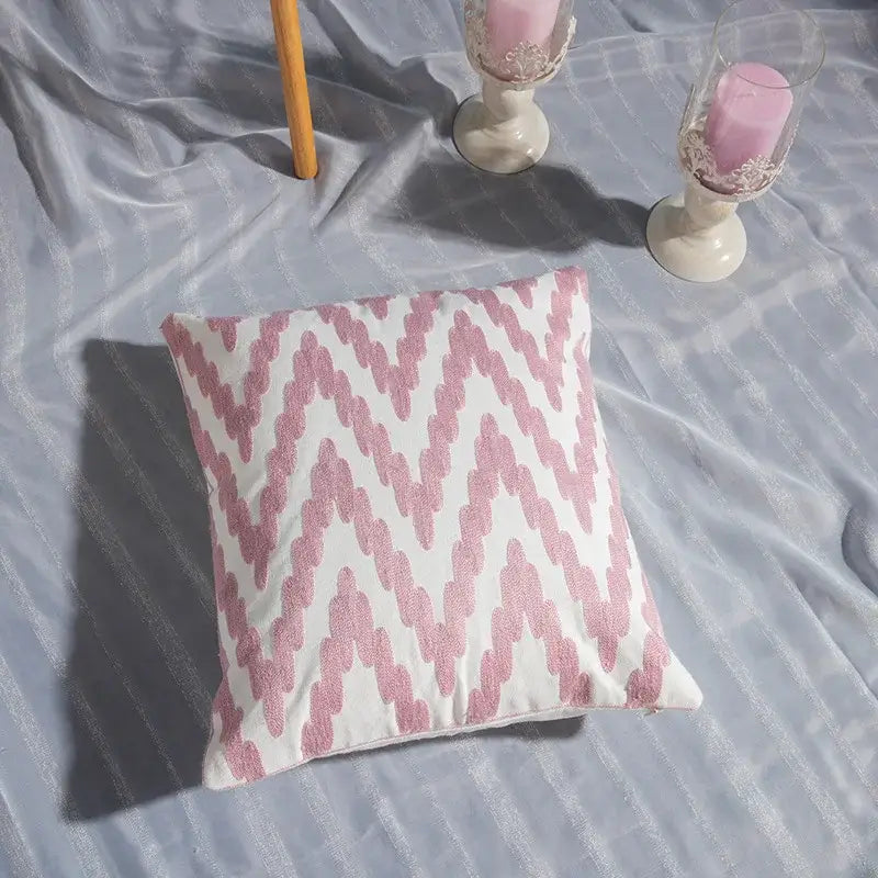 Cotton Embroidered Geometry Pillow