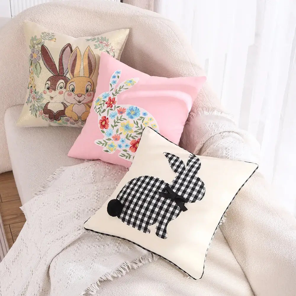 Floral Embroidered Cushion Cover