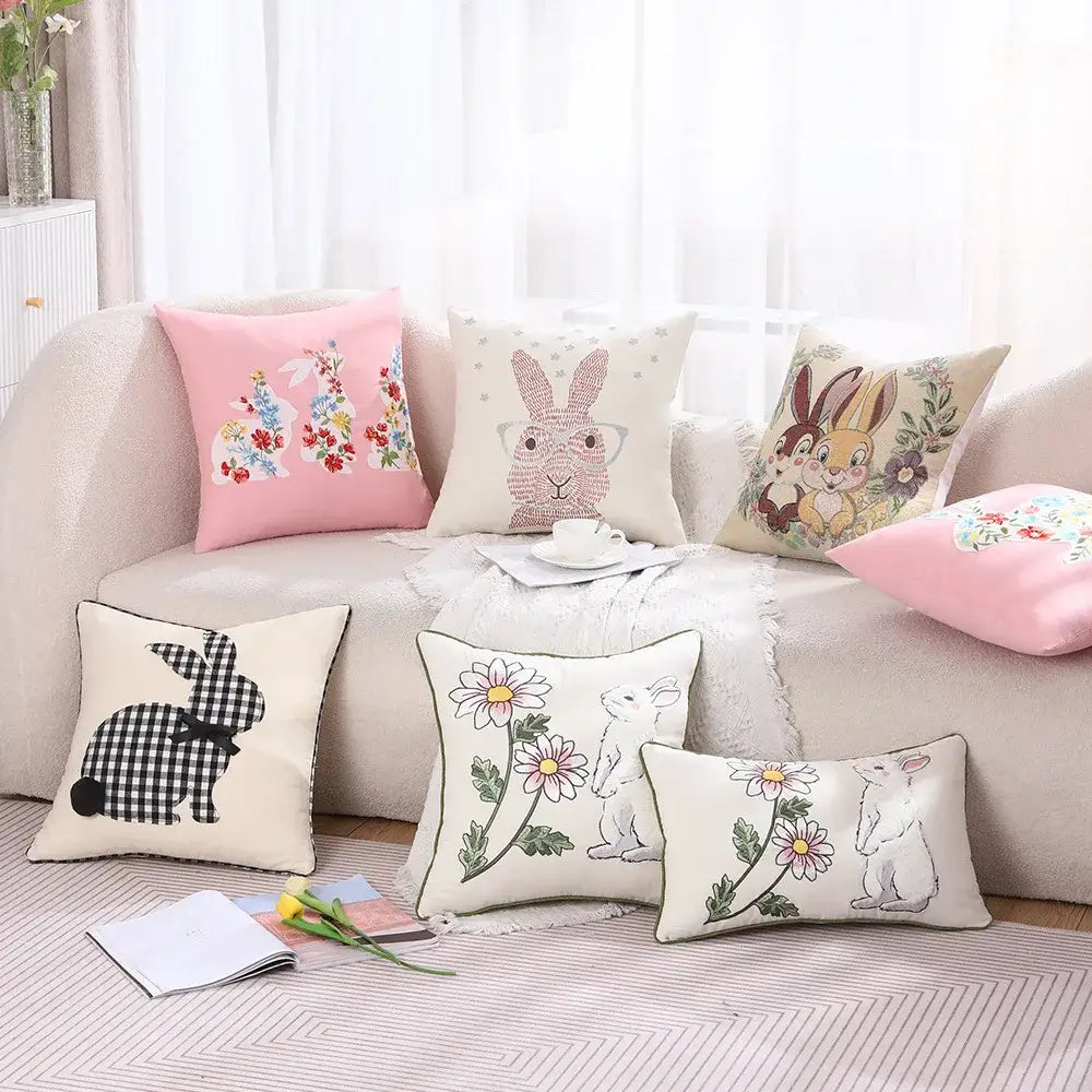 Floral Embroidered Cushion Cover