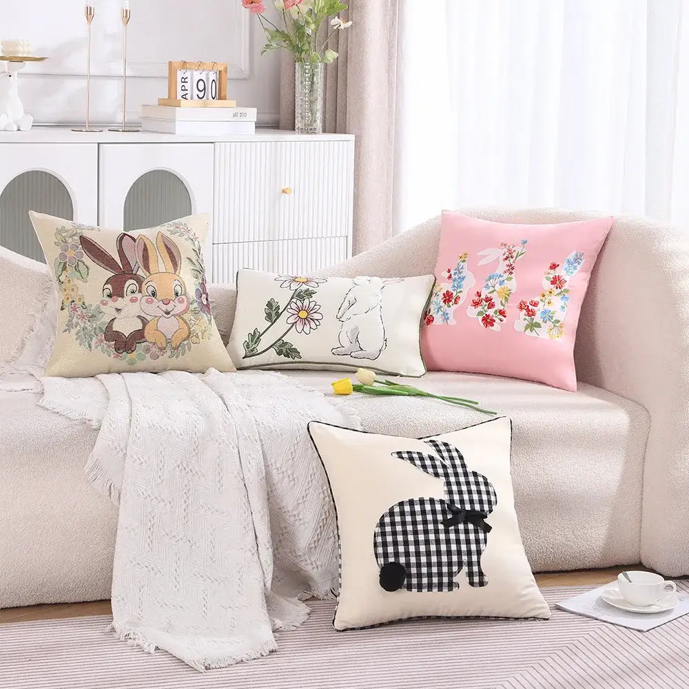 Floral Embroidered Cushion Cover