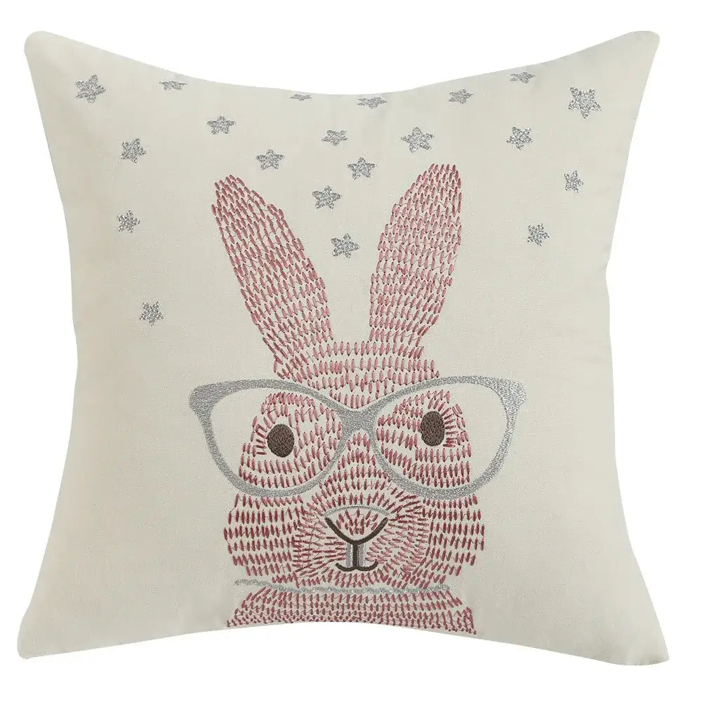 Floral Embroidered Cushion Cover