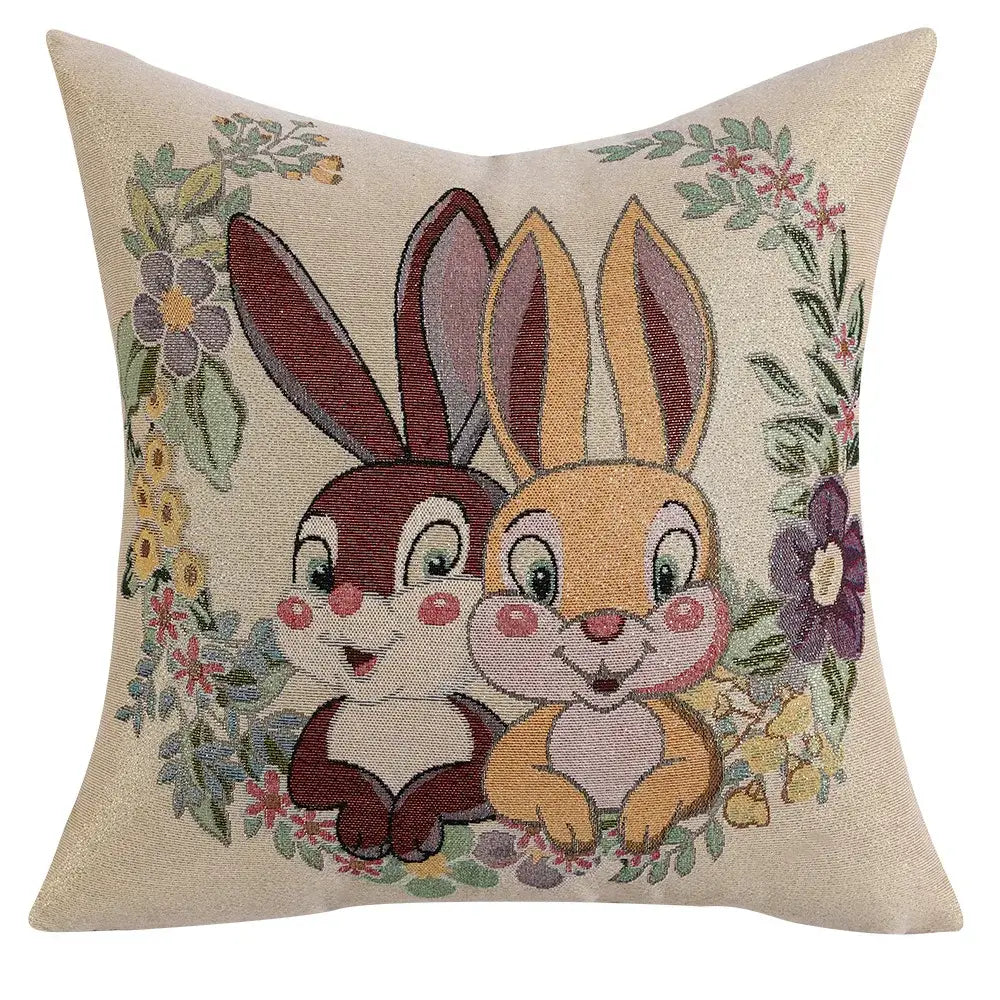 Floral Embroidered Cushion Cover
