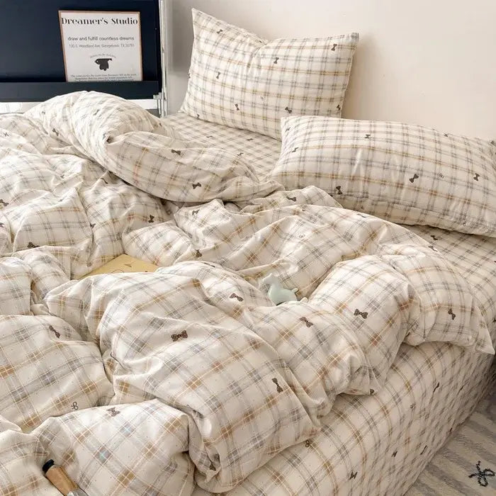 Cream Charcoal Cotton Bedding