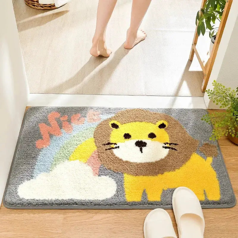 Gray Microfiber Animal Rug