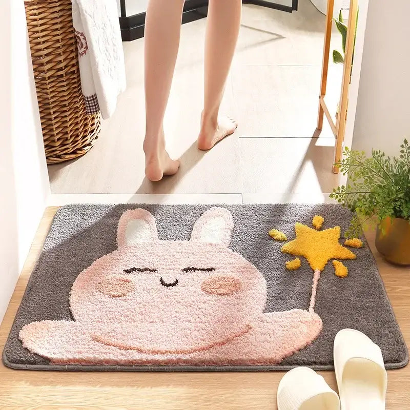Gray Microfiber Animal Rug