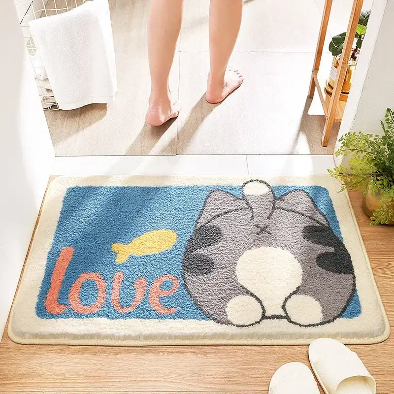 Gray Microfiber Animal Rug