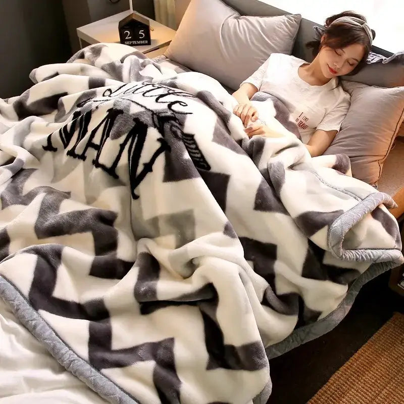 Black White Chevron Blanket