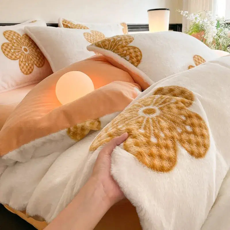 Leopard Rabbit Hair Bed Set