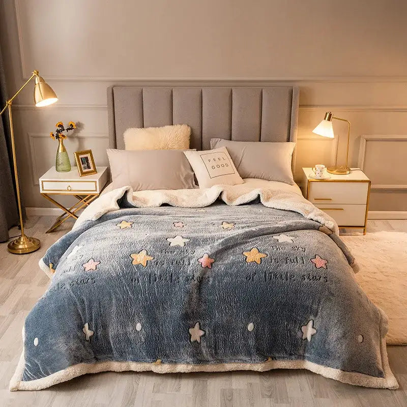 Cream Floral Wool Blanket