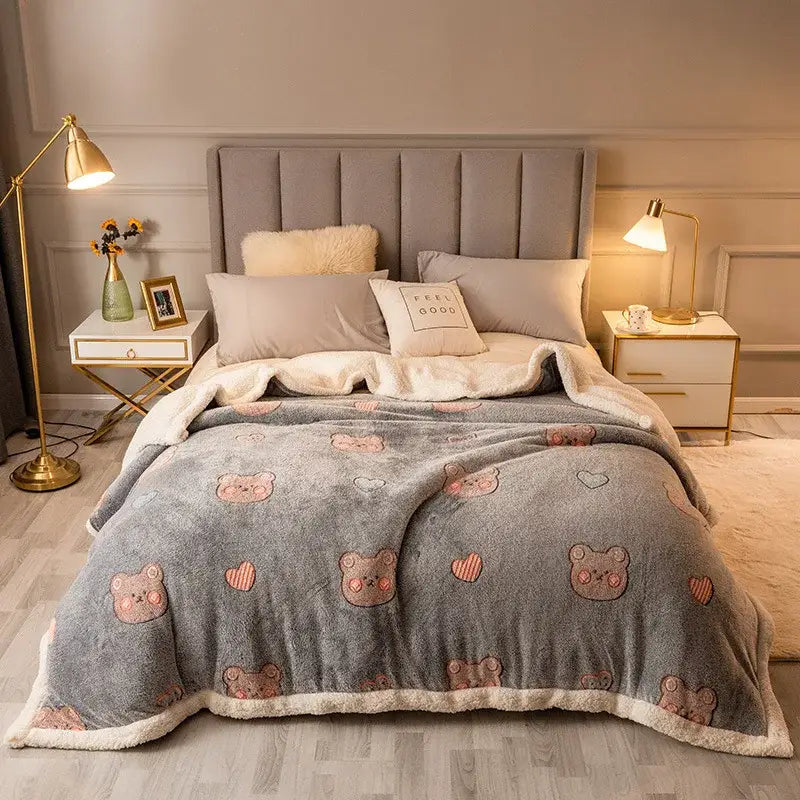 Cream Floral Wool Blanket