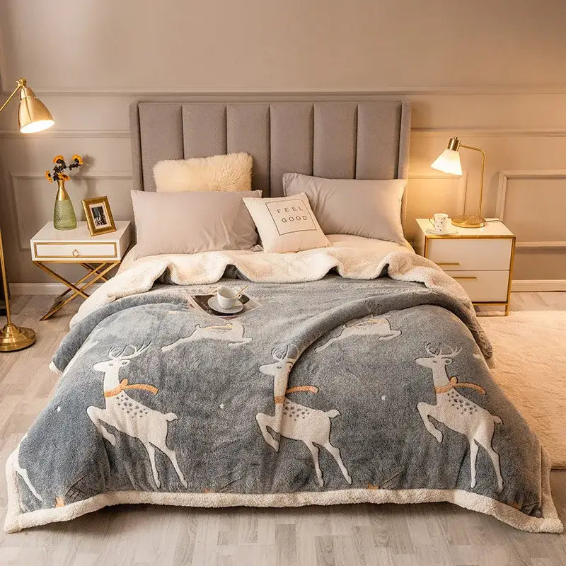 Cream Floral Wool Blanket