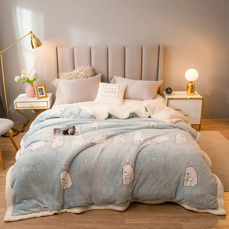 Cream Floral Wool Blanket