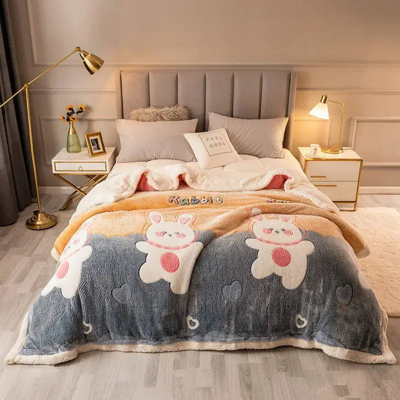 Cream Floral Wool Blanket
