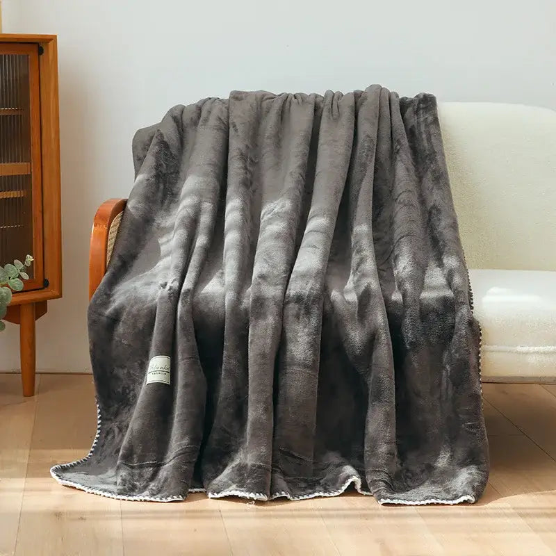 Gray Double-Layer Warm Blanket