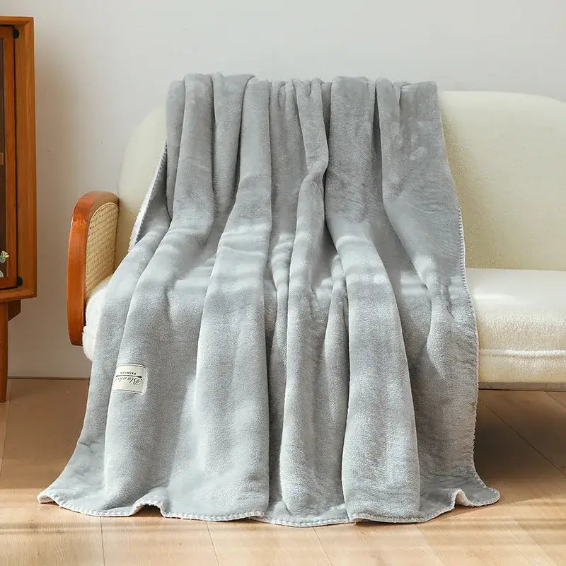 Gray Double-Layer Warm Blanket