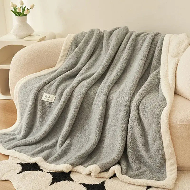 Gray Coral Fleece Blanket