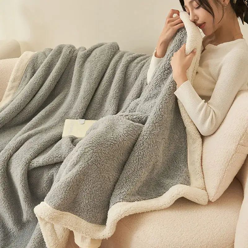 Gray Coral Fleece Blanket